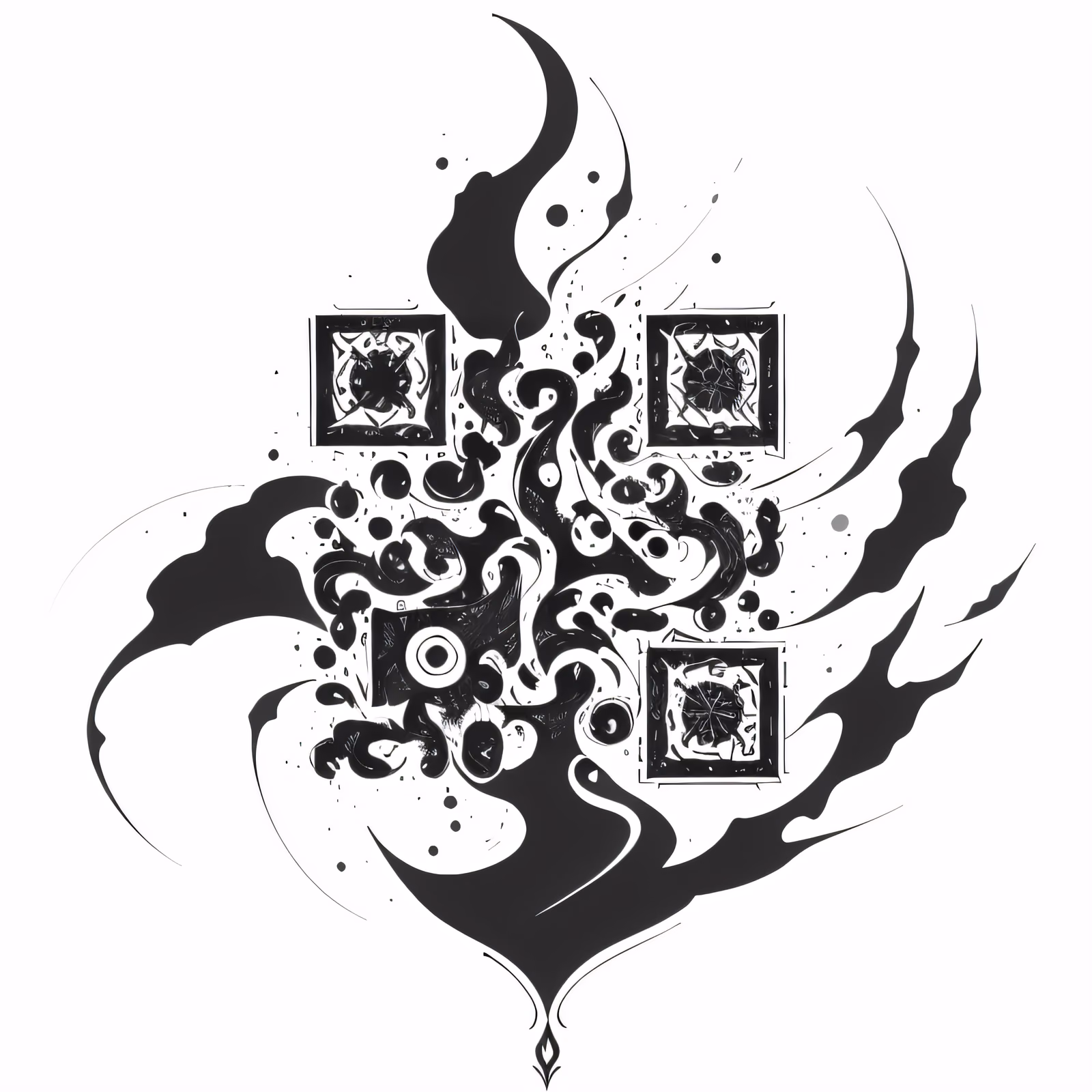 Swirling Ink Flame Tattoo QR Code for Temporary Tattoos — image 1