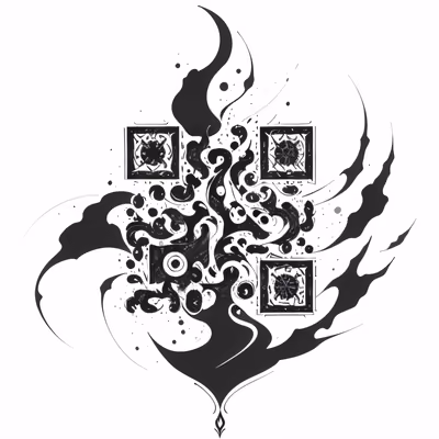 Swirling Ink Flame Tattoo QR Code for Temporary Tattoos — image 1