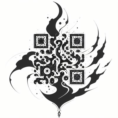 Swirling Ink Flame Tattoo QR Code for Temporary Tattoos