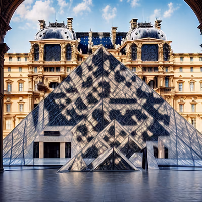 Paris Glass Pyramid Photoreal QR Code for Posters — image 1