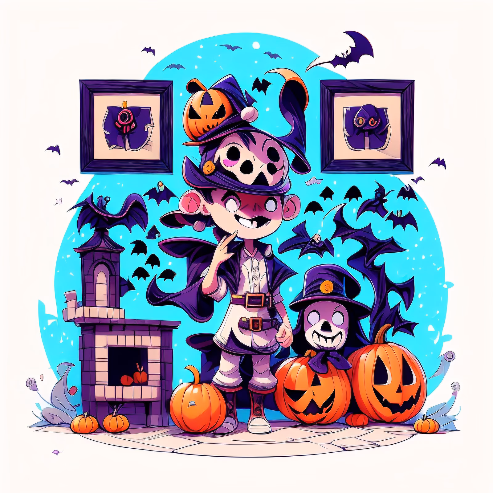 Halloween Kids Pumpkins Cartoon QR Code for Stickers — image 1