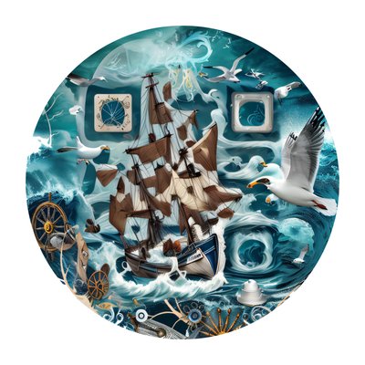 Tall Ship and Seagulls Painting QR Code for Stickers