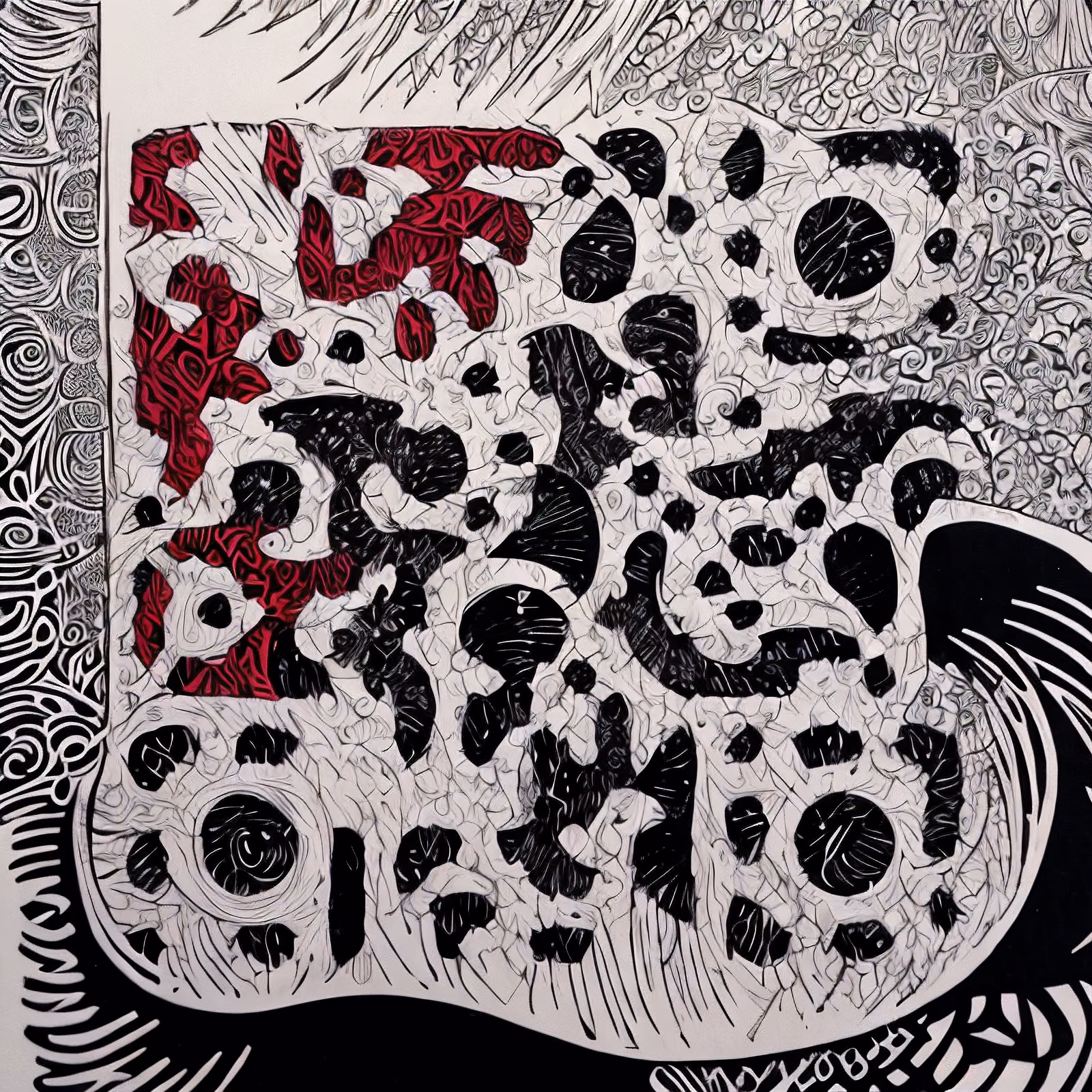 Linocut Zentangle Pattern QR Code Art — image 1