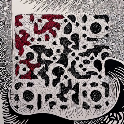 Linocut Zentangle Pattern QR Code Art