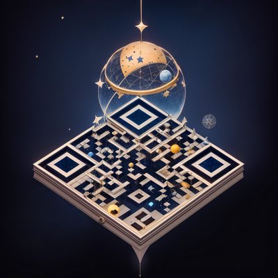 Isometric Planetarium Dome 3D QR Code for Posters
