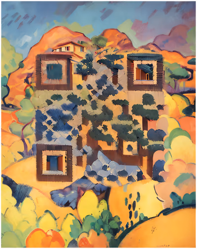 山坡风景立体派绘画二维码艺术 — 图片 1