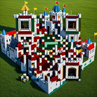 Brick Castle on Grass Lego QR Code for Packaging