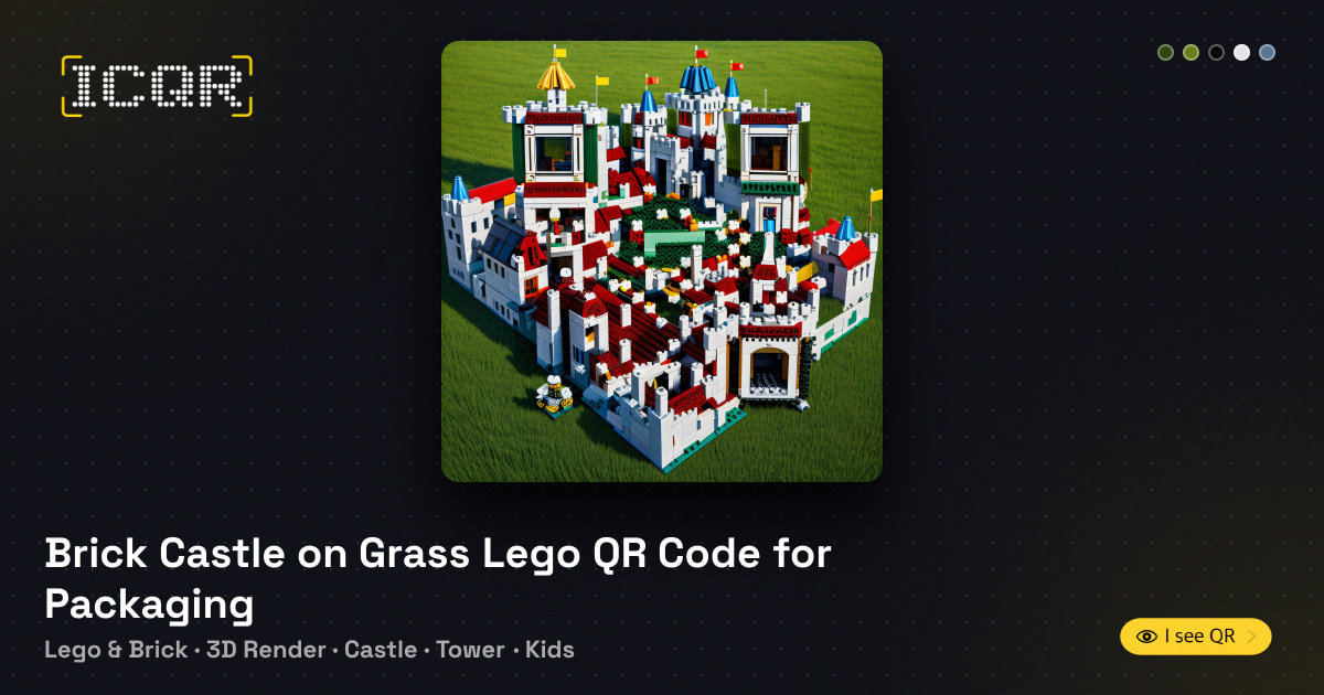 Brick Castle on Grass Lego QR Code for Packaging • ICQR