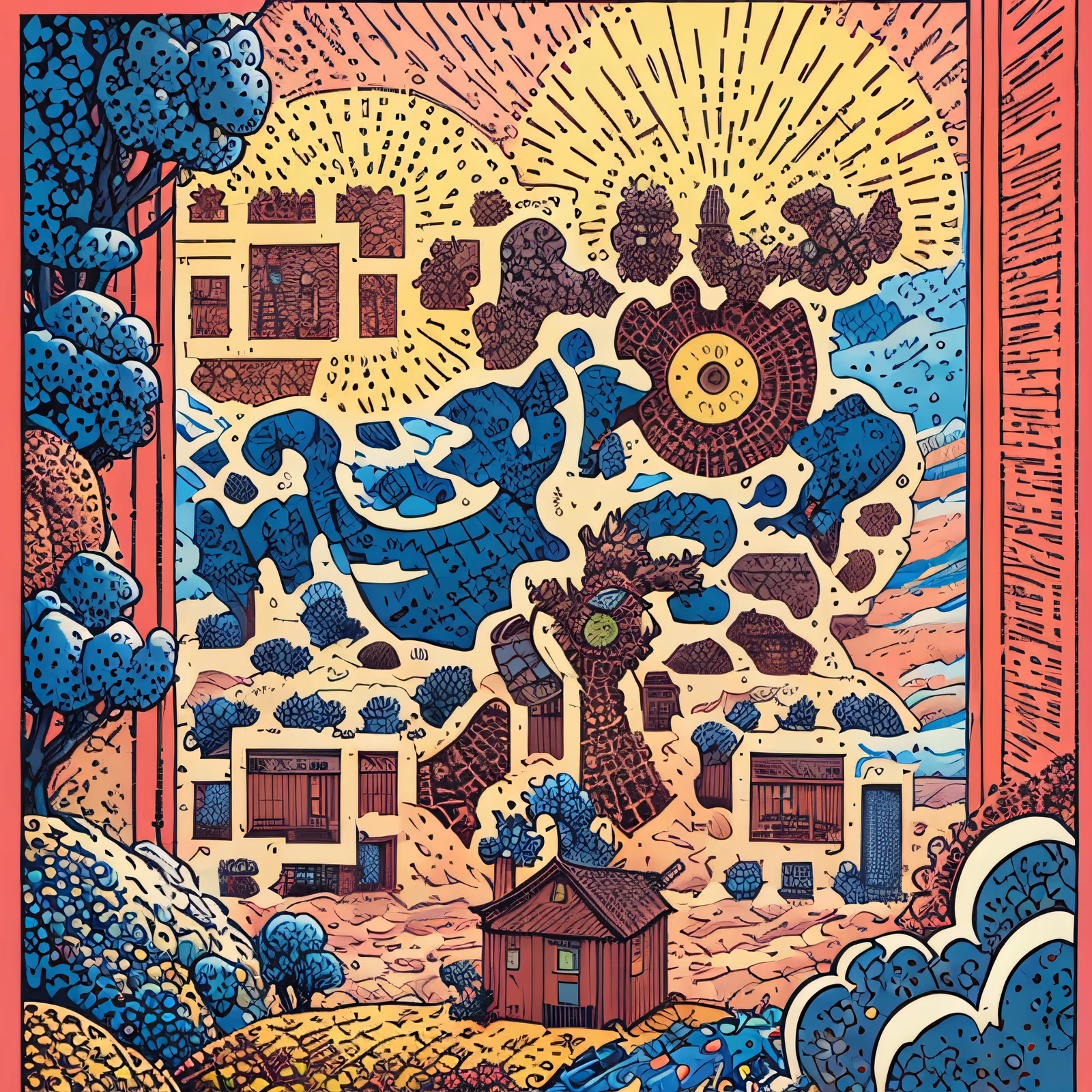 Comic Panel Cabin Landscape QR Code for Posters — image 1