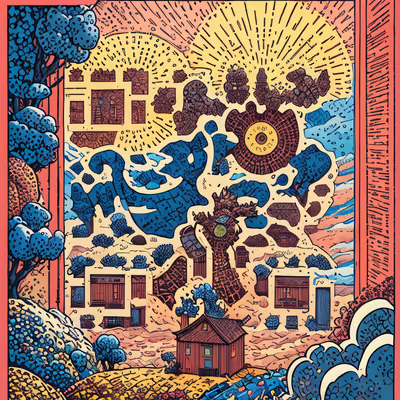 Comic Panel Cabin Landscape QR Code for Posters — image 1