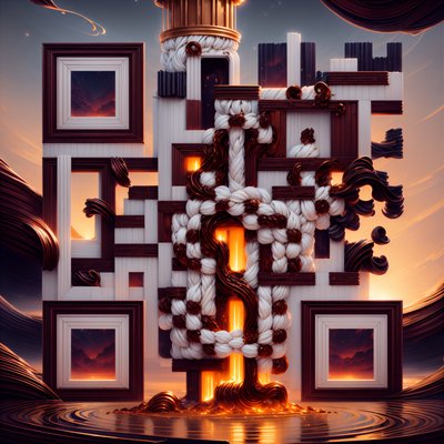 Сюрреалистичная белая башня на закате: 3D QR-код