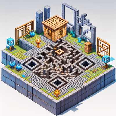 Isometric Dungeon Maze Game Art QR Code for Posters — image 1
