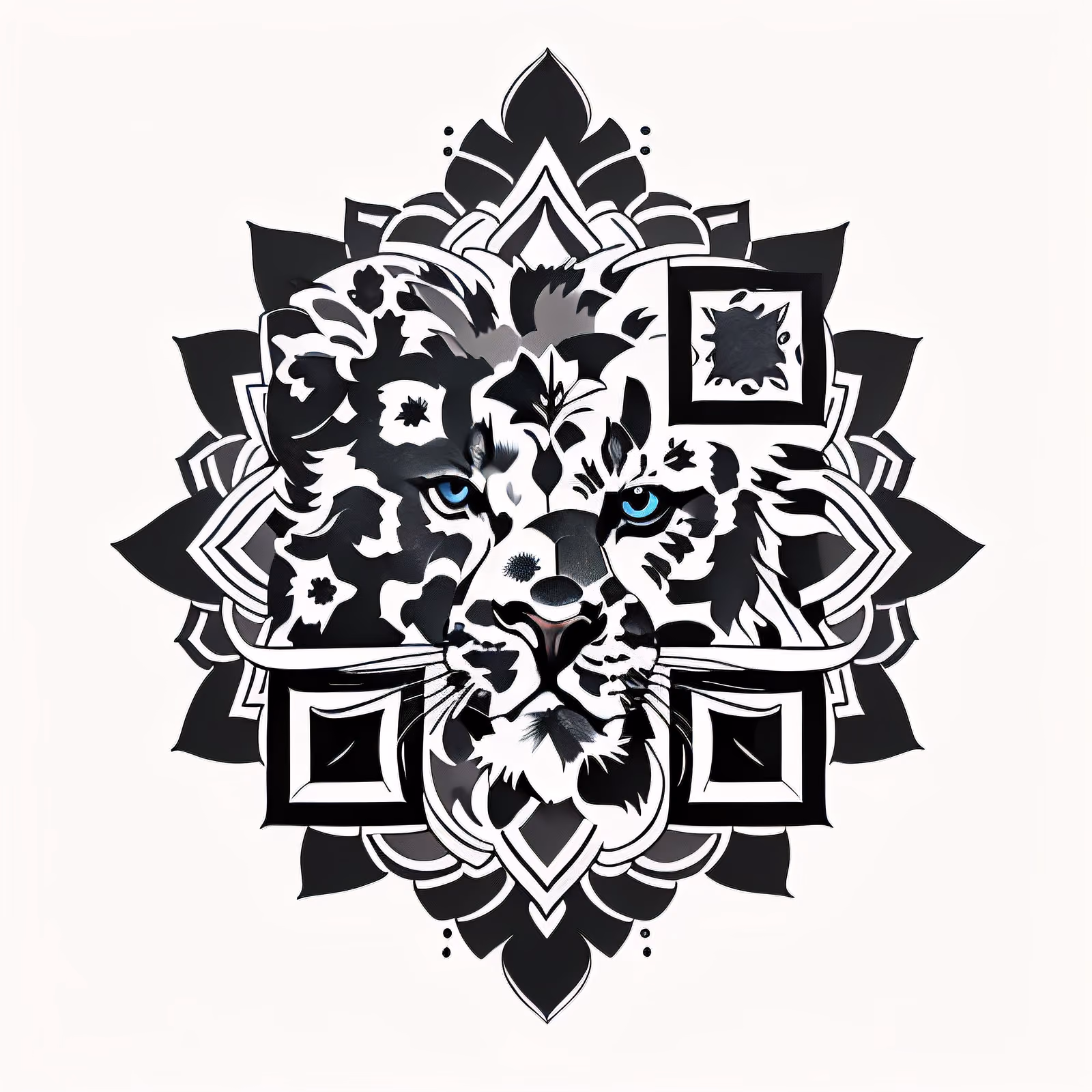 Mandala Lion Face Tattoo Style QR Code for Temporary Tattoos — image 1