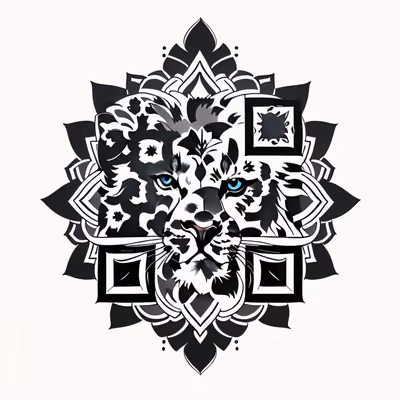Mandala Lion Face Tattoo Style QR Code for Temporary Tattoos — image 1