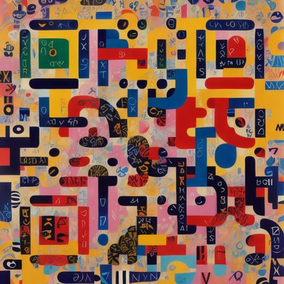 Colorful Letters and Numbers Abstract QR Code Art