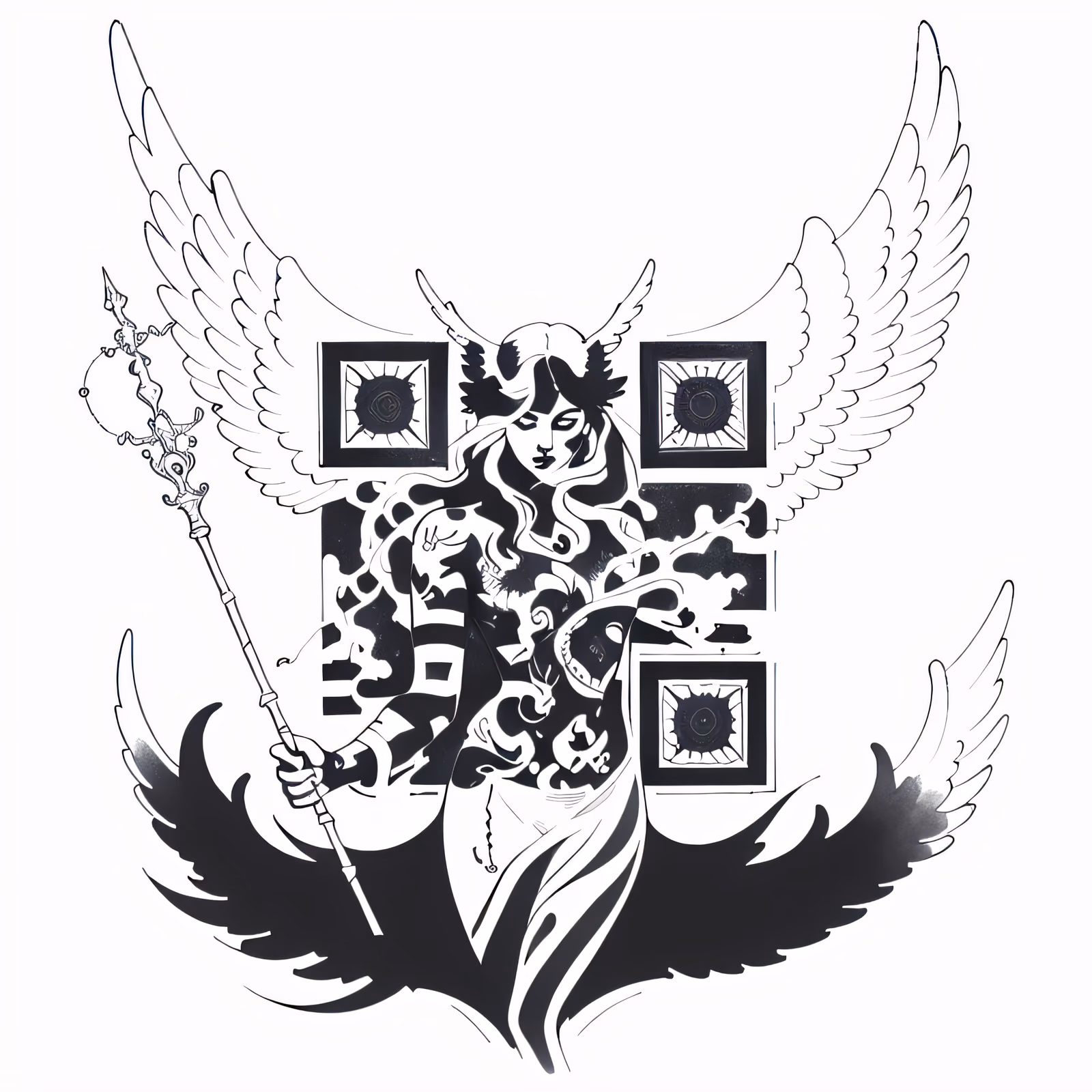 Celestial Angel Ink Tattoo QR Code for Temporary Tattoos — image 1