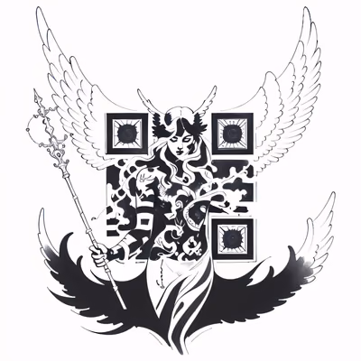 Celestial Angel Ink Tattoo QR Code for Temporary Tattoos — image 1