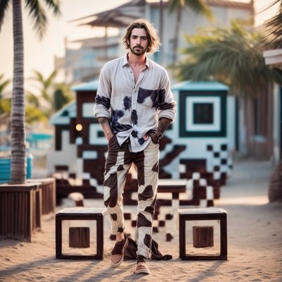 Beach Fashion Man Photo QR Code for Posters