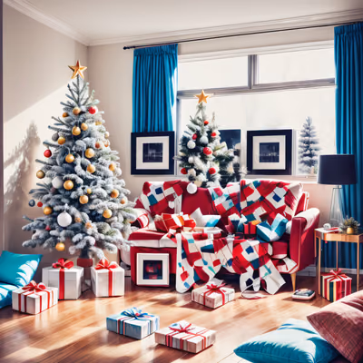 Christmas Living Room Digital Painting QR Code for Greeting Cards — image 1
