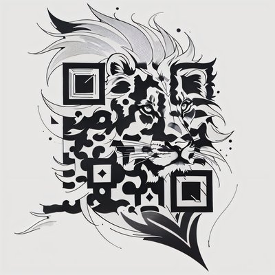Ink Lion Head Tattoo QR Code for Temporary Tattoos