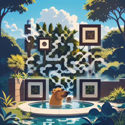 Capybara Hot Spring Flat Vector QR Code Art — image 1