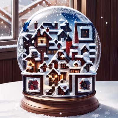 Winter Village Snow Globe QR Code for Greeting Cards — image 1