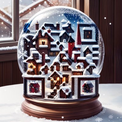 Winter Village Snow Globe QR Code for Greeting Cards