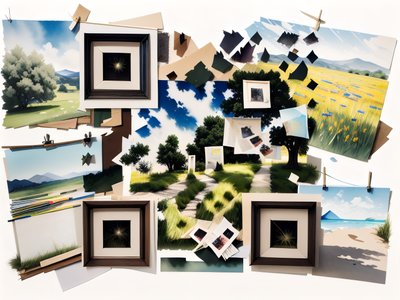 Plein Air Landscape Collage QR Code Art