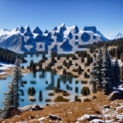 高山湖泊雪山摄影二维码艺术 — 图片 1