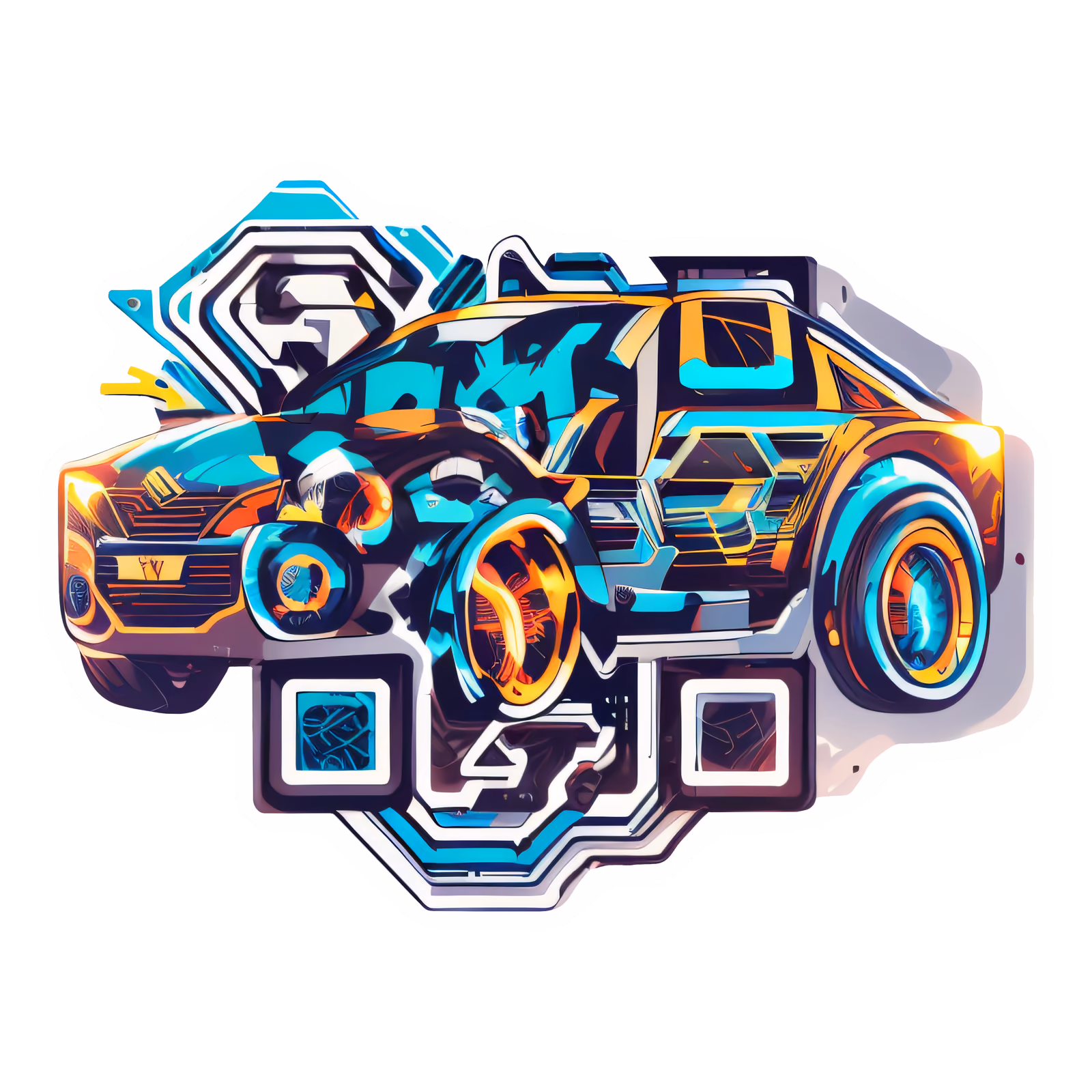 Futuristic Car Vector QR Code for Stickers — image 1
