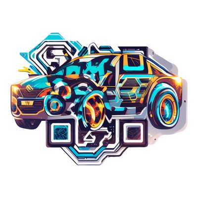 Futuristic Car Vector QR Code for Stickers