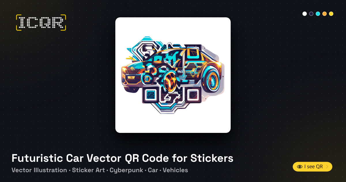 Whare Vector Futuristic Car Vector QR Code for Stickers • ICQR