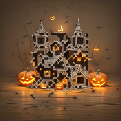 Haunted House Pumpkins Halloween QR Code for Posters