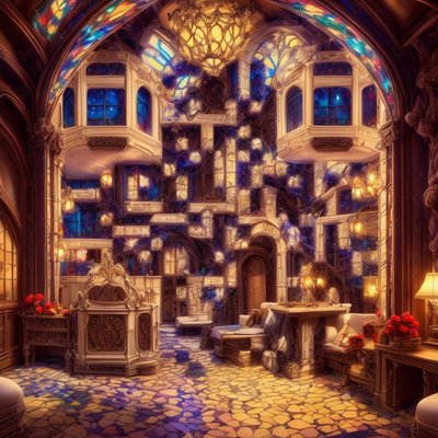 Art Nouveau Grand Hall Interior QR Code Art