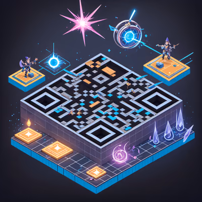 Isometric Wizard Duel Arena QR Code Poster — image 1