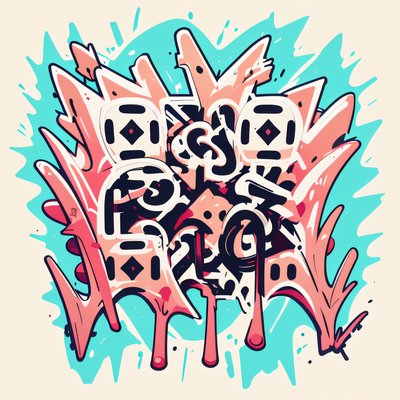 Pink Graffiti Lettering QR Code for Stickers