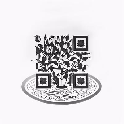 郁金香花束水墨花卉二维码艺术 — 图片 1