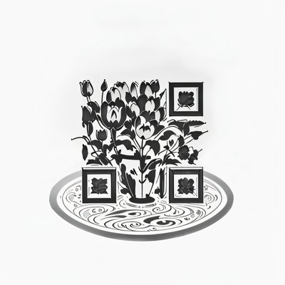 Tulip Bouquet Ink Drawing Flowers QR Code Art