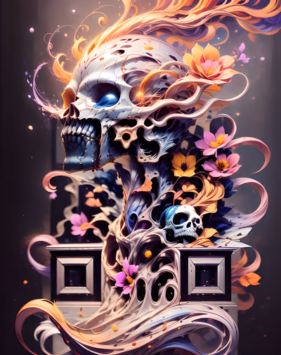 Floral Skull Swirling Paint QR Code for Posters — image 1