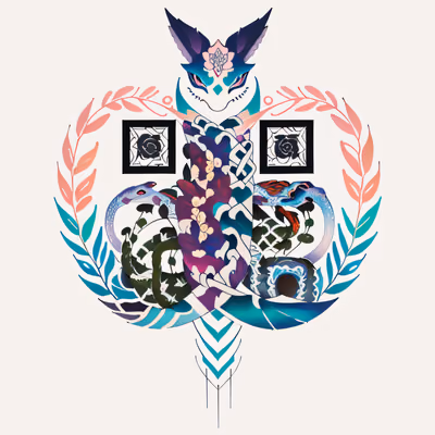 Радужный змей среди цветов: QR-код для временной татуировки — изображение 1