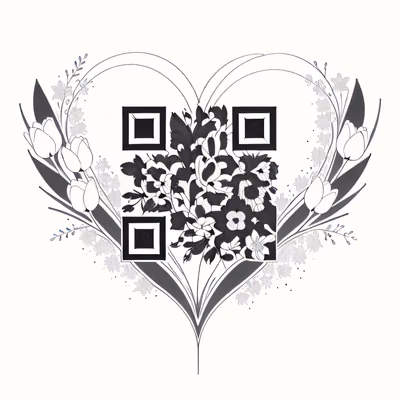 Tulip Heart Ink Tattoo QR Code for Temporary Tattoos — image 1