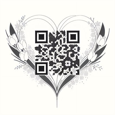 Tulip Heart Ink Tattoo QR Code for Temporary Tattoos