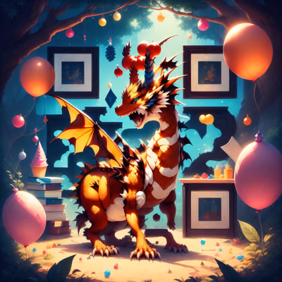 Orange Dragon Garden Party Fantasy QR Code for Posters — image 1