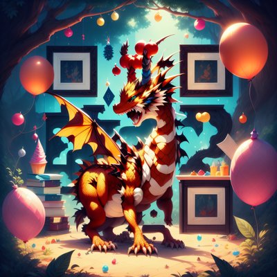 Orange Dragon Garden Party Fantasy QR Code for Posters