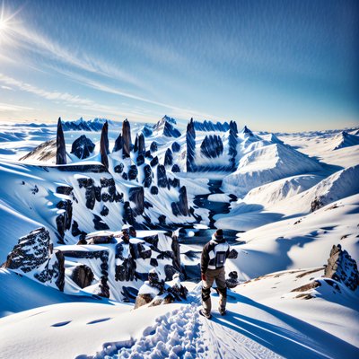Snowy Mountain Hiker Photorealistic QR Code Art