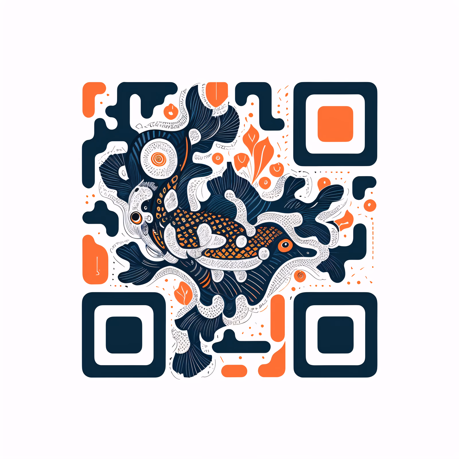 Stylized Koi Fish Vector QR Code for Packaging — image 1