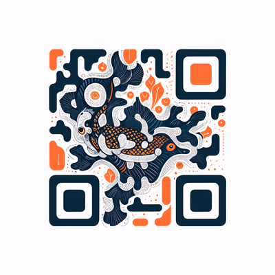 Stylized Koi Fish Vector QR Code for Packaging — image 1