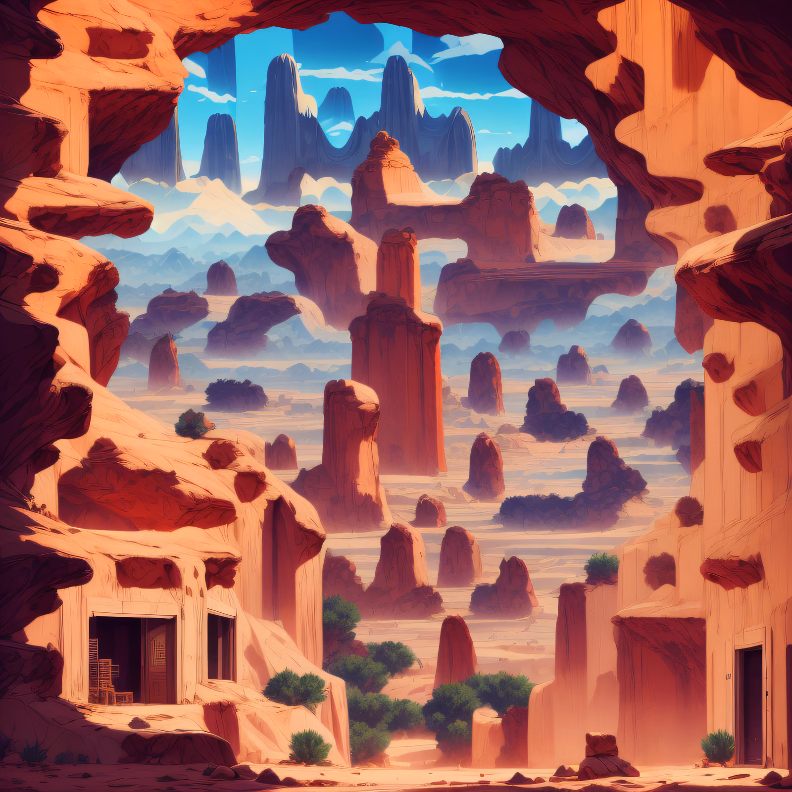 Desert Canyon Rock Arch Illustration QR Code Art — image 1
