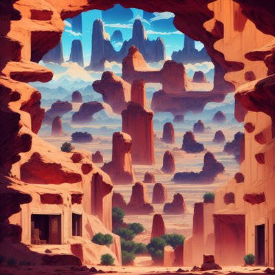 Desert Canyon Rock Arch Illustration QR Code Art