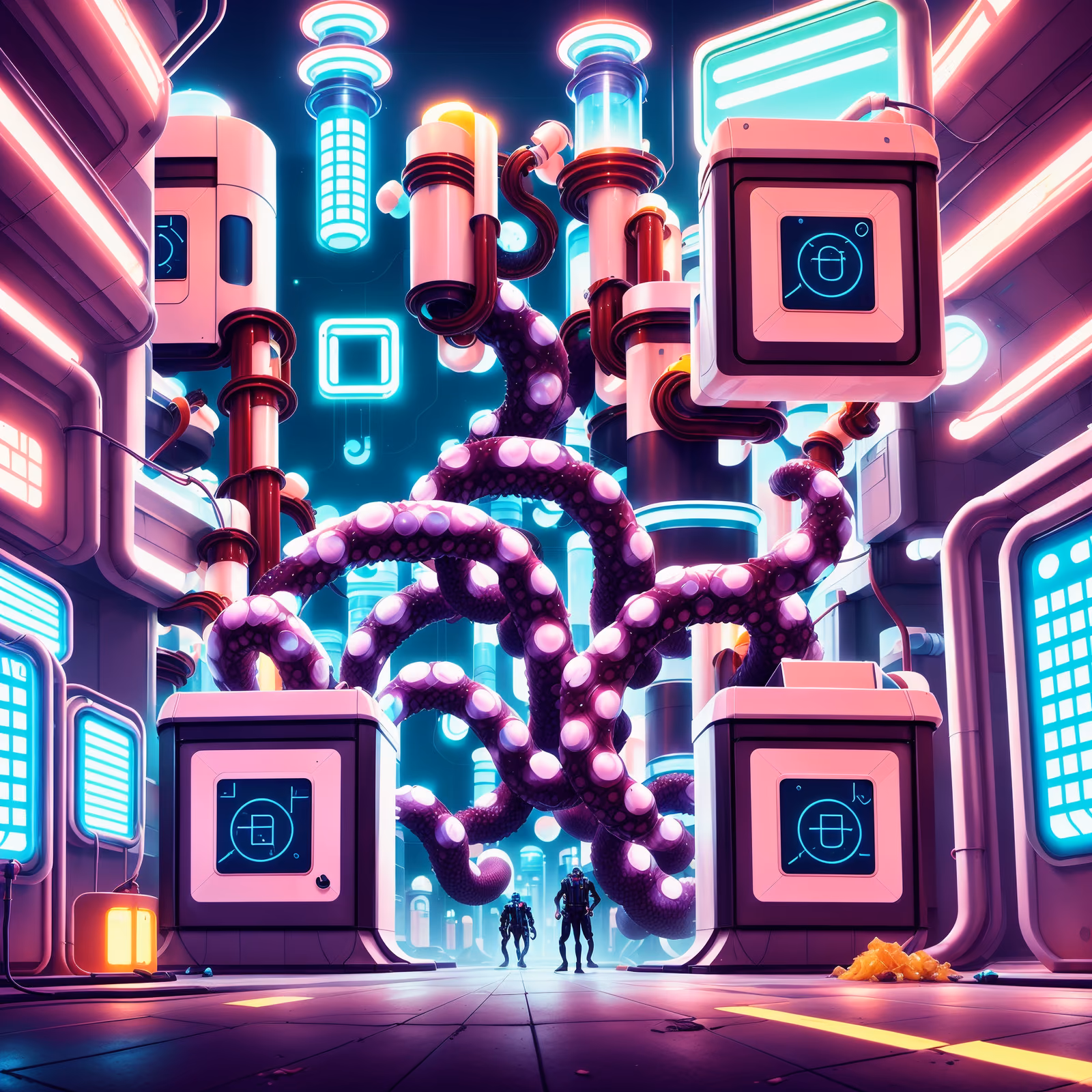Tentacle Waste Processor Retrofuturism QR Code for Posters — image 1